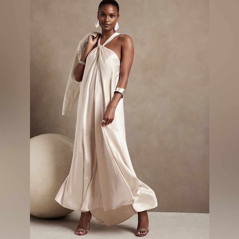 Silk Banana Republic Halter Dress NWT